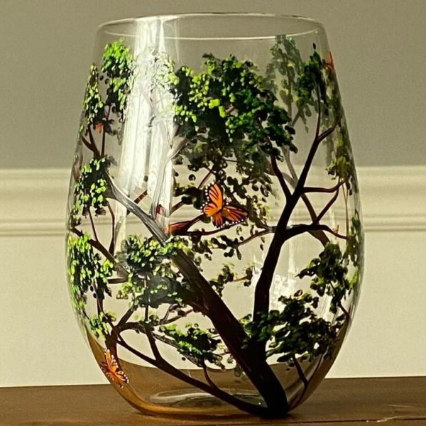 Four Seasons Tree Wine Glasses – Hand Painted Art